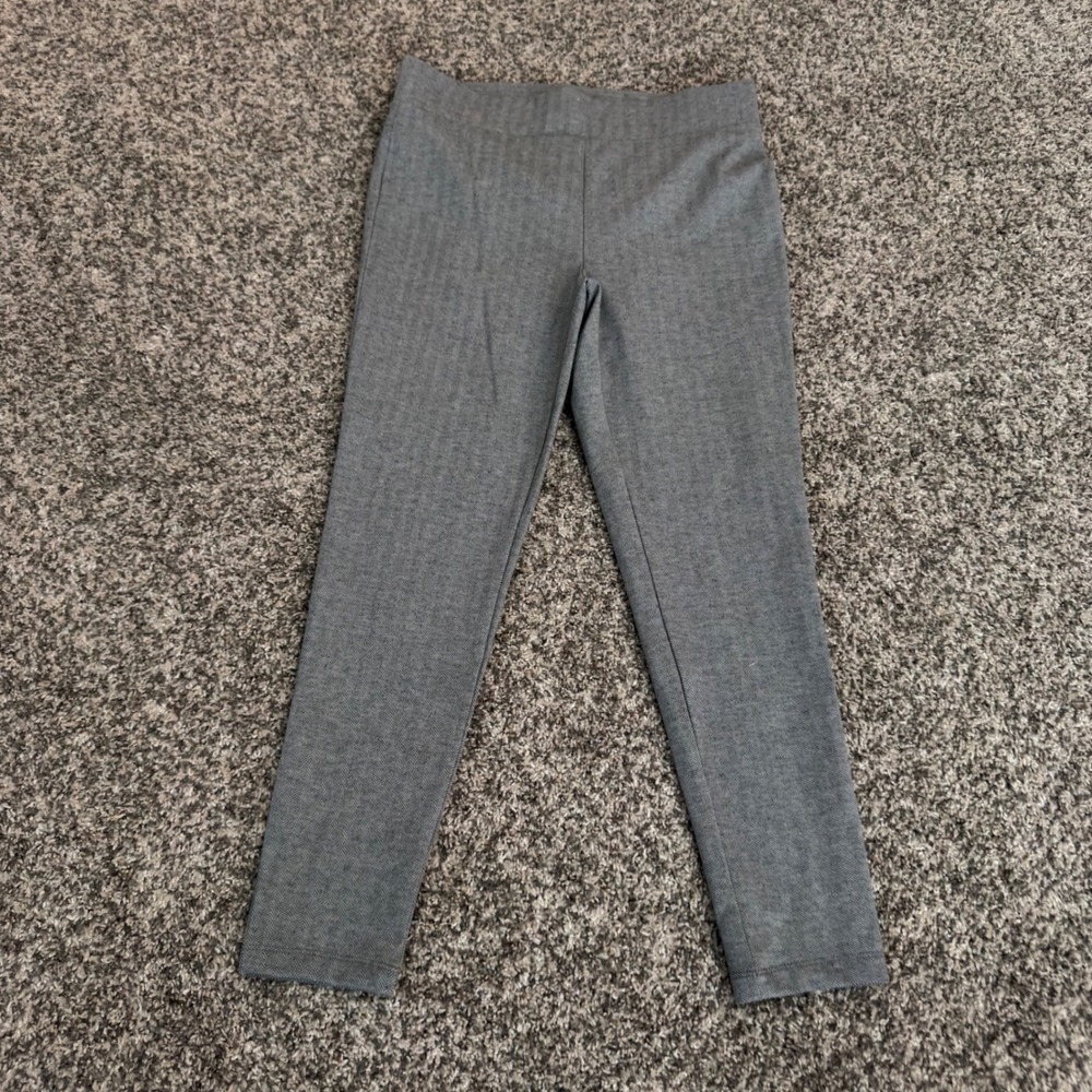 Loft Petites Gray Herringbone Pull On Slim Leg Pants Size MP Petite Medium